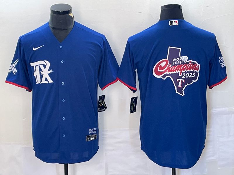 Men Texas Rangers Blank Blue Game Nike 2023 MLB Jersey style 3